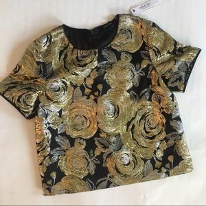 NWT Arc & Co Gold Silver Metallic Top Holiday SZ S